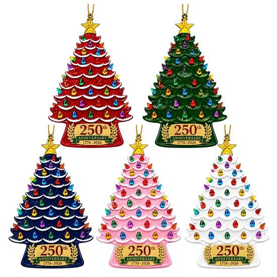 Holiday Gift Ideas 250 Anniversary USA Christmas Tree Ornament, 1776-2026 2D Acrylic Accessories Years America Hanging Decoration for Patriotic