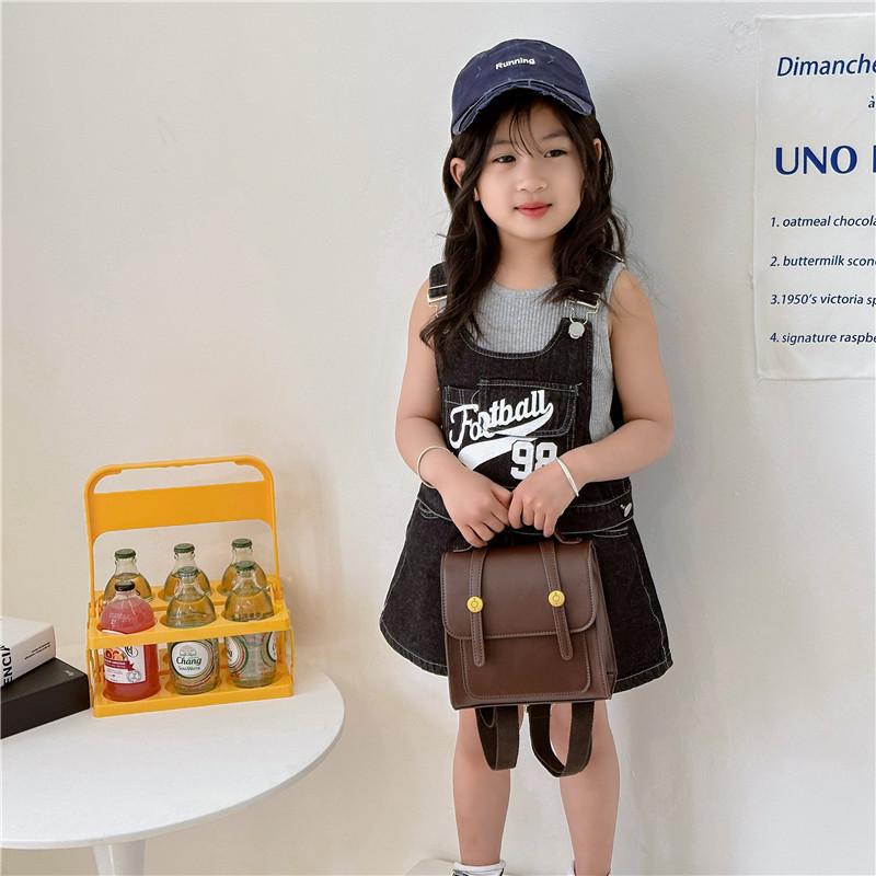 Childrens Retro Buckle Backpack With Durable Pu Leather For Kindergarten And Daily Use