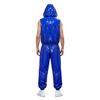 Men Waterproof Sports Tracksuit Front Zipper Sleeveless Vest with Detachable Hood and Jogging Pants for Workout Cycling Running Gym