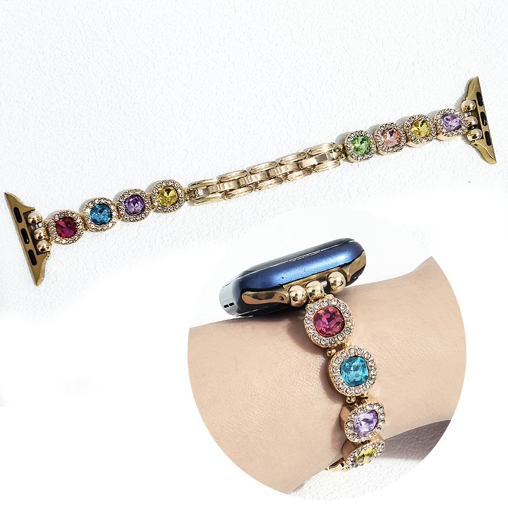 

Stylish Colorful Diamond Smartwatch Band for Apple Watch 38-49mm 49/46/45/44/42mm with S3/2/1 золотий