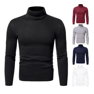 Pánský top podzim zima vysoký límec ochrana krku jednobarevný slim fit tlustý teplý měkký svetr s dlouhým rukávem pánské spodní díl