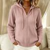 Damen Kapuzen Reißverschluss Strickjacke mit Kordelzug Farbe Leicht für Lässige Tägliche Kleidung
