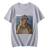 Top Casual alla Moda Estivi Divertenti con Stampa Grafica Scimmia Pensierosa Meme a Maniche Corte per Donne