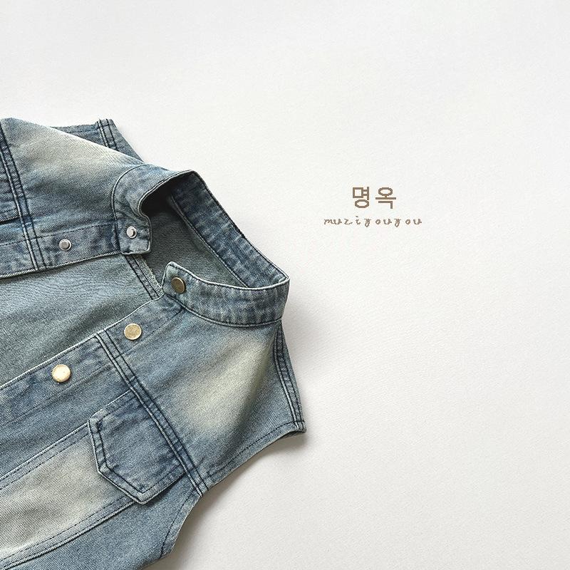 Vintage Denim Sleeveless Vest Casual Children Top For Boys And Girls