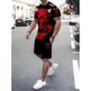 Men's Casual Graffiti Print T-Shirt & Shorts Set Summer Breathable Two-Piece Outfit for Beach, Vacation & Outdoor Leisure