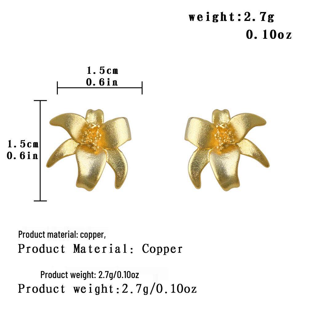 Matte Frosted Flower Stud Earrings - Elegant Silver Needle Earrings for Women