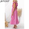 BITCED Women's Summer Sexy Sleeveless Solid-Color Tie-Waist Pleated Skirt Dress