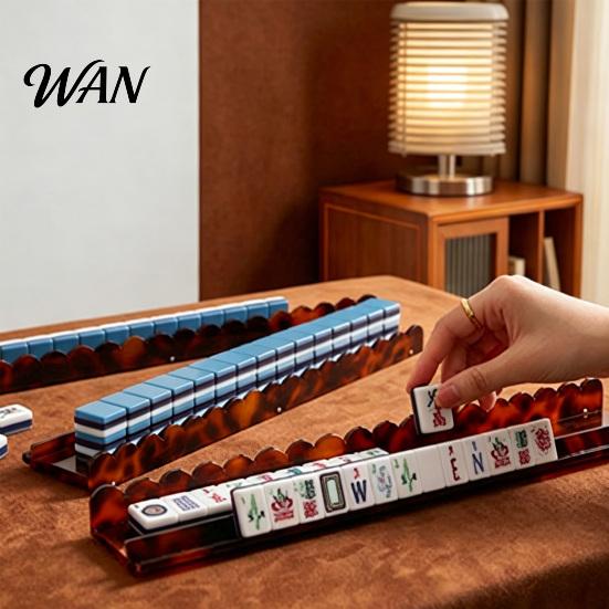 Mahjong Tile Rack with Detachable Magnetic Pusher, Scalloped Acrylic Mah Jongg Holder & Pusher Set, American Accessories Display