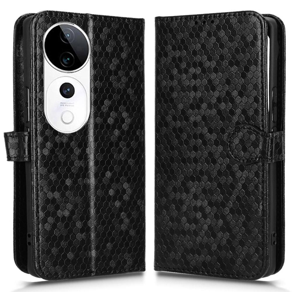 For vivo S19 Pro 5G/V40 5G Wallet Case Dot Pattern Imprint PU Leather Flip Phone Cover