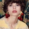 Exaggerated Leaf Resin Red Color Fruit Cherry Drop Earrings for Women Party Jewelry