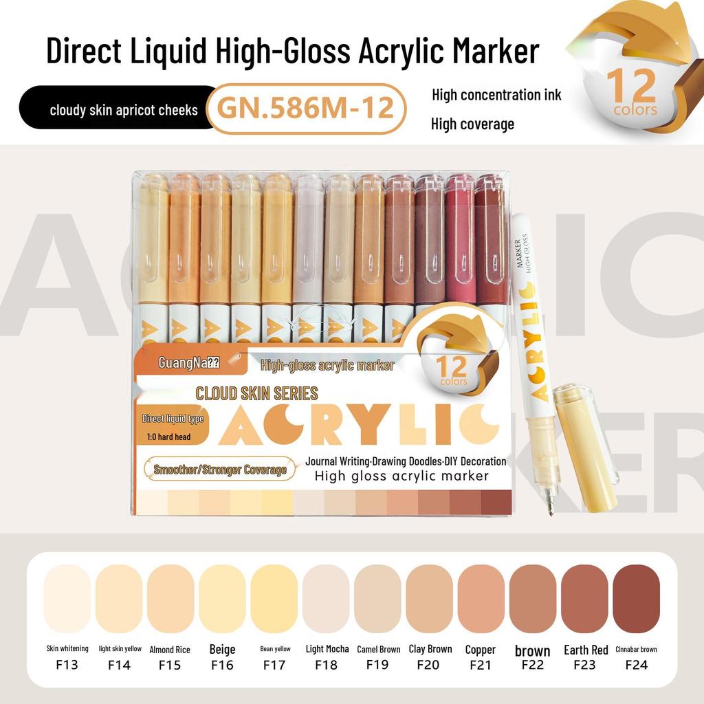 Guangna 586 Large Capacity Acrylic Paint Marker – Bleedproof, Layerable, High Gloss for DIY Projects