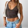 Neues ärmelloses gerafftes Bodycon-Camisole Damen Einfarbig Sexy Top Party Club Streetwear Mode Damenbekleidung Y2K Crop Tops