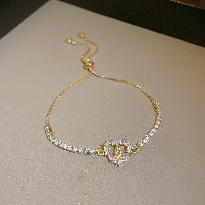 Geometric Elliptical Zircon Bracelet For Women With Adjustable Copper Design Fashion Jewelry