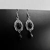 Gothic Retro Sliver Color Oval Relief Lacework Red Glass Crystal Dangle Earrings for Women Hallowmas Party Luxury Charm Jewelry
