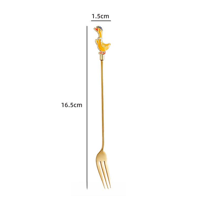Creative Cartoon Animal Floral Spoon & Fork, Mirror Polished 304 Stainless Steel Dessert Coffee Stirrer