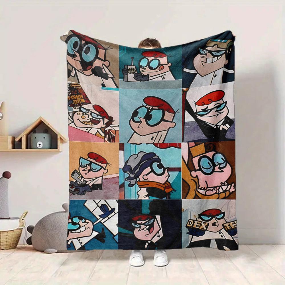 1 Stück Dexter's Labor Gemütliche Print-Decke Leichte Warme Flanell-Kuscheldecke für Sofa, Bett, Wohnzimmer