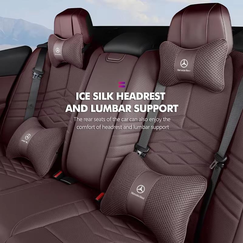 CRO1 Car Headrest Lumbar Support Kit Seat Cushion Neck Pillow Interior For Mercedes Benz AMG A C E S G Class W201 W210 W108 W204 W205