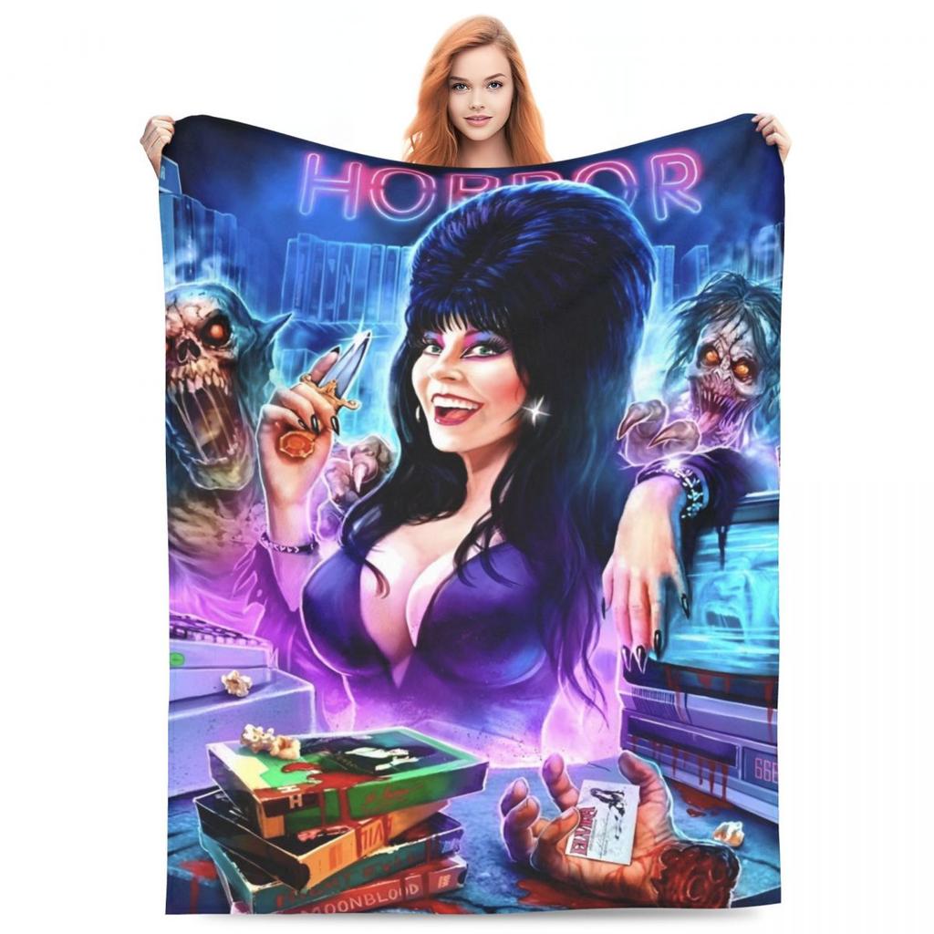 Elviras Mistress Of The Dark Flannel Blankets Horror Comedy Movie Soft Throw Blanket for Travel Office Bedspread Sofa Bed Cover