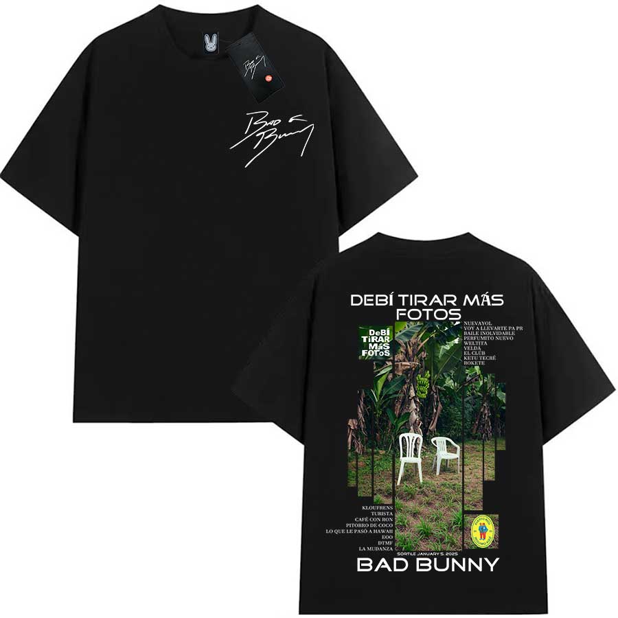 Bad Bunny Merch TShirt For Unisex Unisex 100 Cotton T Shirts Deb Tirar MS Fotos To Hiphop Short Sleeve Tops Bb6