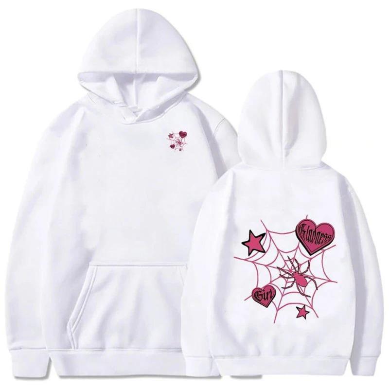 Spider Web Printed Autumn Winter Men's Hoodie Brand Hoody Y2K Clothes Vintage Fashion Unisex Long Sleeve Pullovers