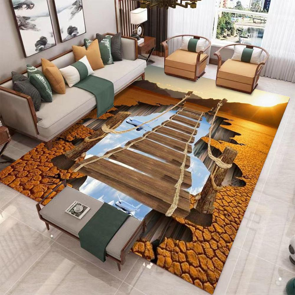 Endless Abyss Carpet Living Room Bedroom Fully Covered Mat Visual Illusion Carpet Holes Deep Well Carpet Creative Decorative Rug