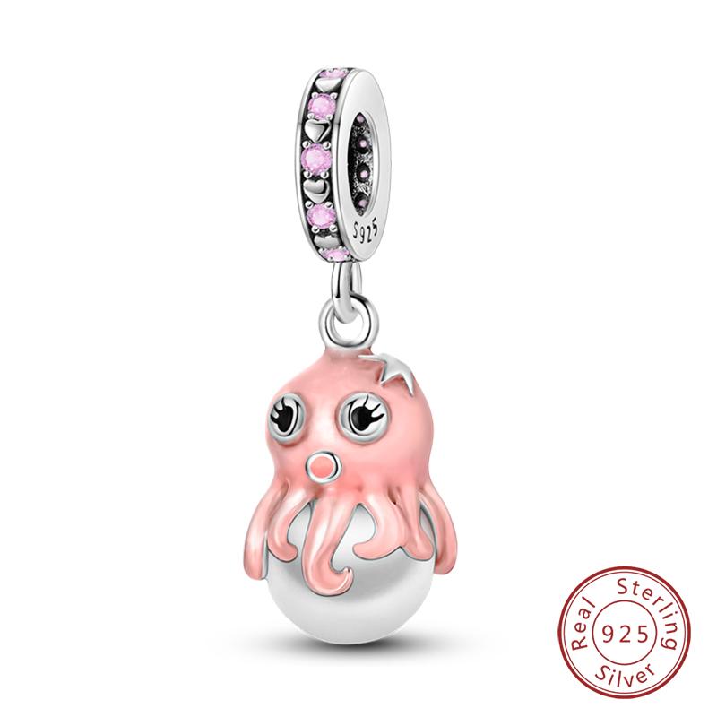 New Copper Ocean Series Mermaids Shell Charms Beads Fit Qikaola Original Bracelets Fine Birthday Diy Jewelry