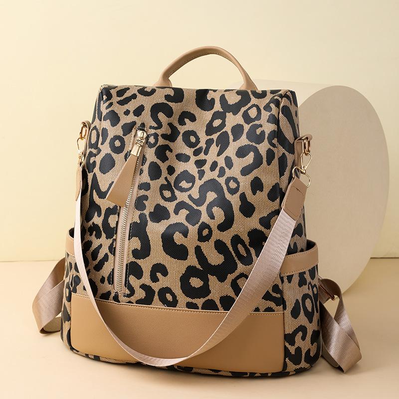 Backpack women's new fashion large capacity leopard print versatile women's backpack women's bag anti-theft backpack