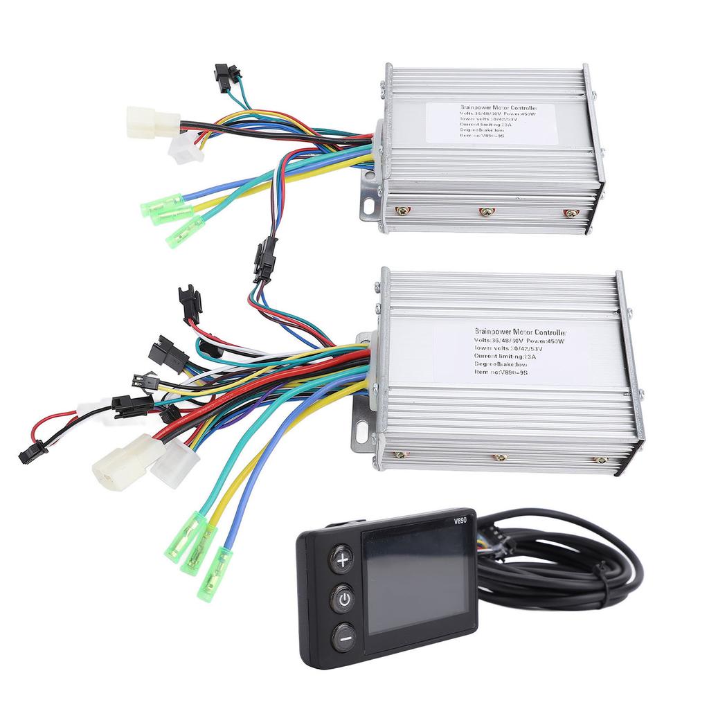 2PCS 36V 48V 60V 450W 23A Electric Bike Controllers Aluminum Alloy Dual Drive Brushless Motor Controller with V890 LCD