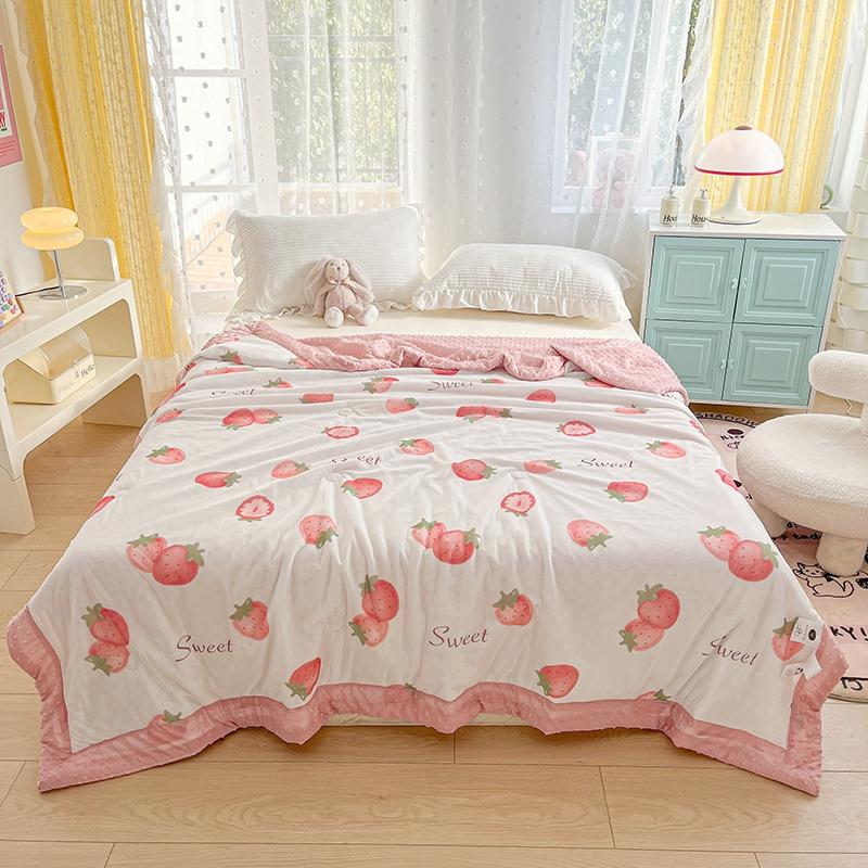 Pink Rose Smooth Air Condition Comforter Lightweight Floral Summer Quilt with Ice Silk Cooling Comforters Four Seasons Universal