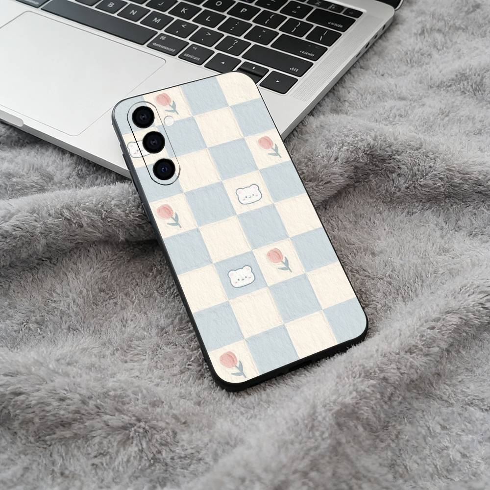 Fresh Checkerboard Soft Silicone phone Case for Samsung Galaxy A73/A71/A72/A70/A53/A52/A51 - Black