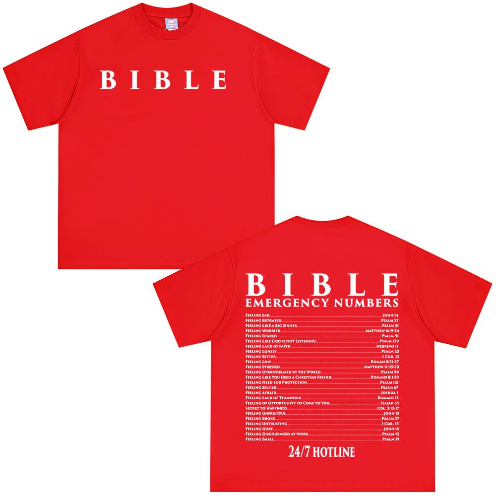 Funny Bible Emergency Numbers Tshirt Jesus God Faith Christian Unisex Women Fashion T Shirts T Shirt Streetwear
