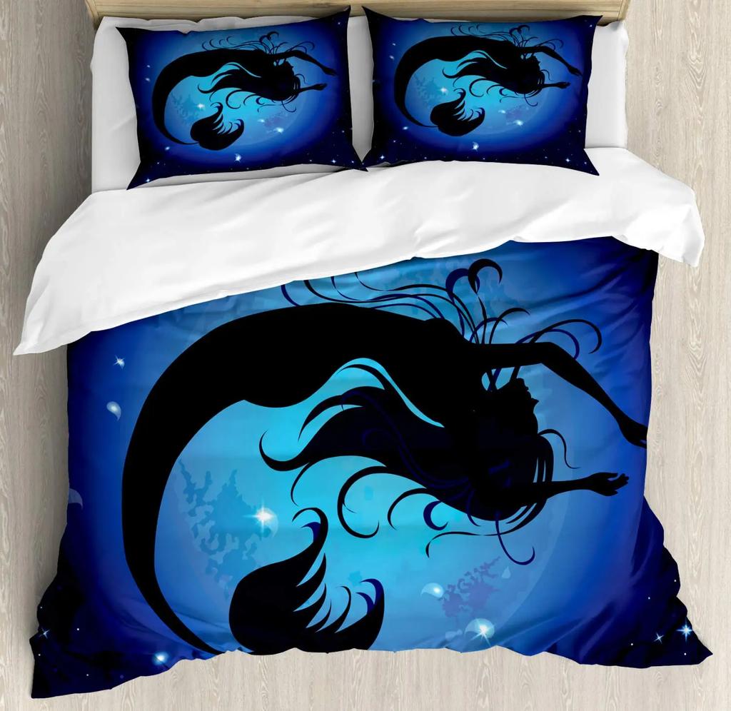 Comforter Mermaid Space Mermaid Bedding Purple Mermaid King Comforter Sets For Girls Galaxy Mermaids Bedding 3Pcs