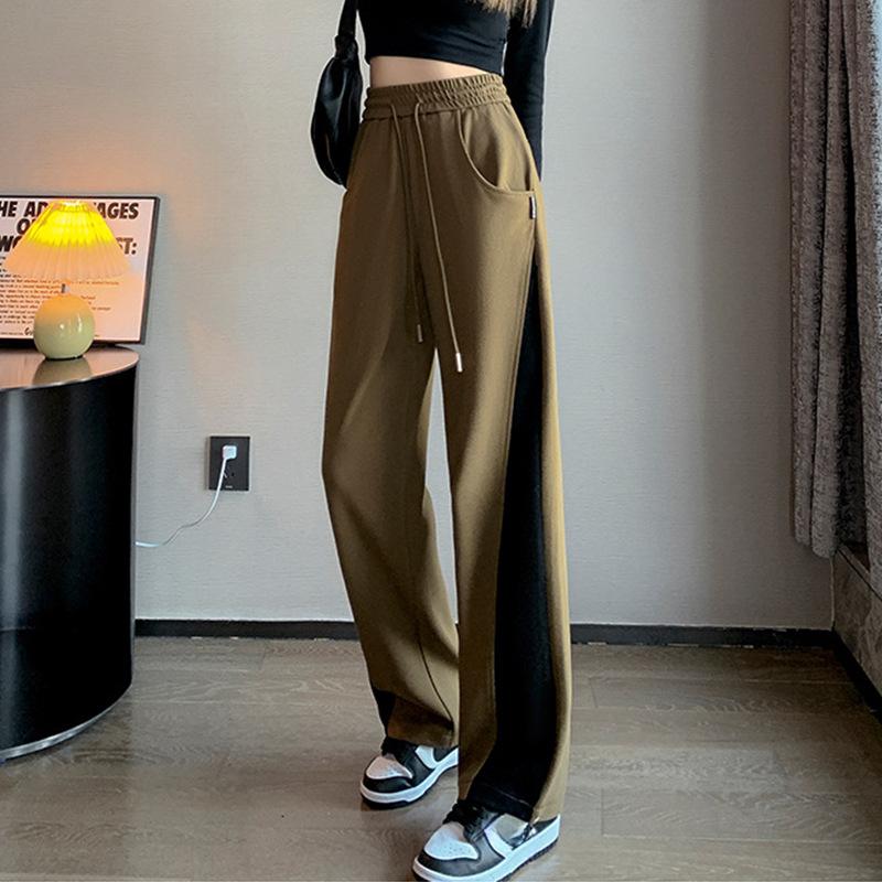 

Женские однотонные брюки с высокой талией и эффектом слияния цветов, свободные, с драпировкой, повседневные, широкие брюки XL хаки