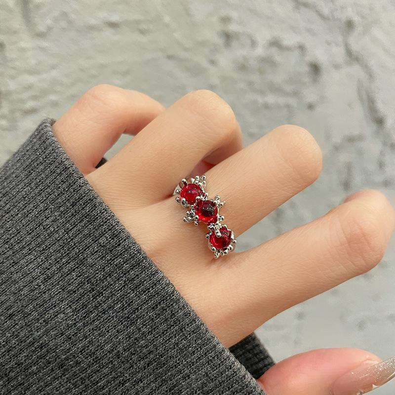 Ruby Premium Sense Stacked Wear Niche Design Sense Open Ring Jewelry Personalized Index Finger Ring