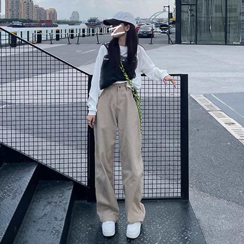 Women's High-Waist White Wide-Leg Jeans - Slim, Straight, Floor-Length, and Loose Fit for Spring & Autumn 2025