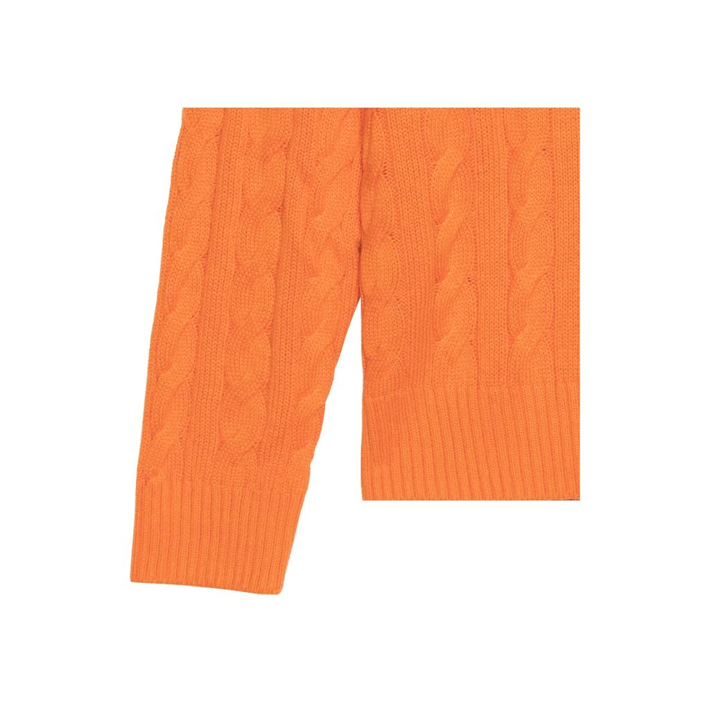 Polo Ralph Lauren Ss22 Solid Logo Embroidered Cable Knit Crewneck Sweater Men Sweater Orange 710775885-031