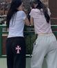 GRAVER [Unisex] Dot Cross Logo Embroidered Training Wide Pants_2 Colors