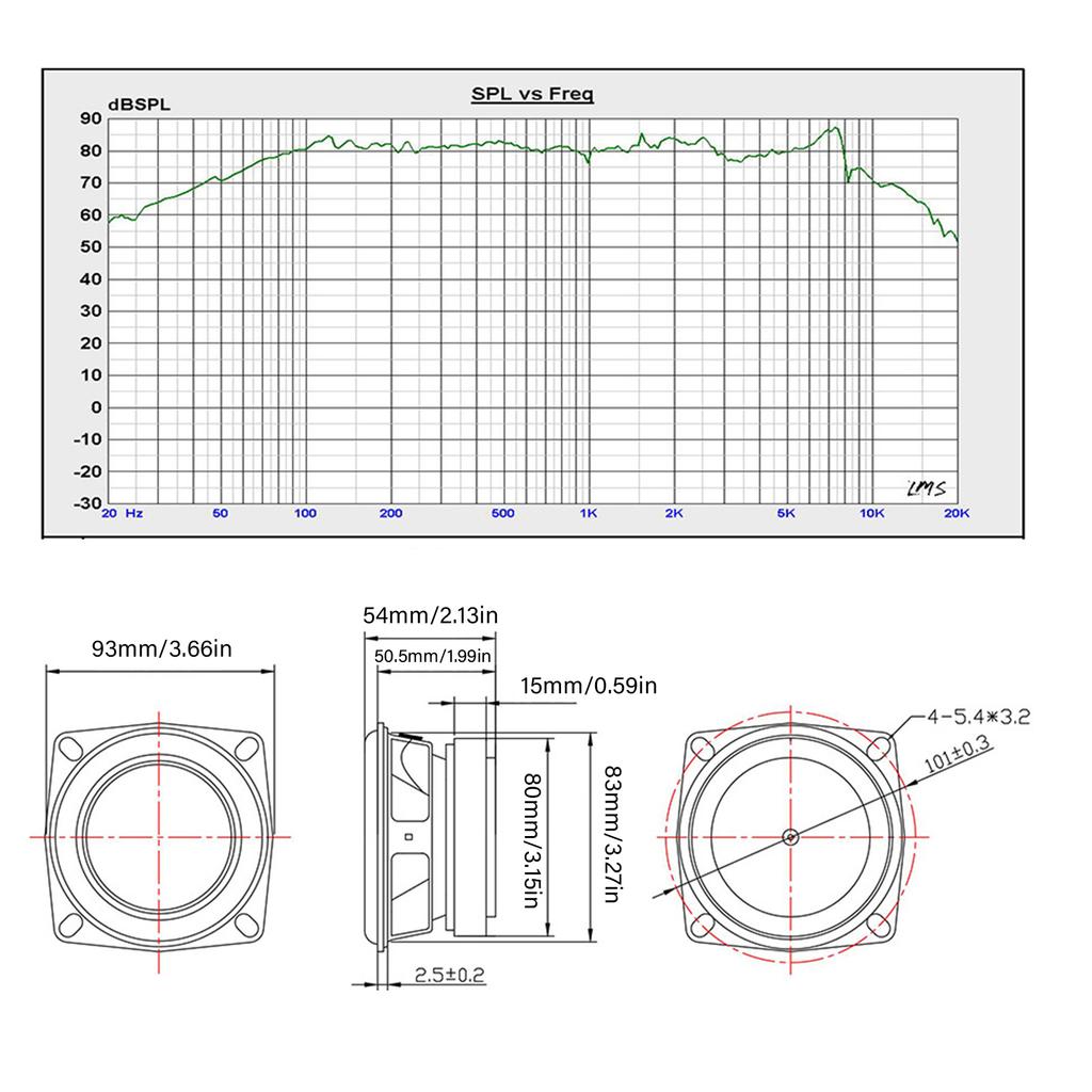 Haut-parleur sans fil 3,5 pouces 93 mm R Bass Sortie 30 W 4 Ohms Construction métallique Pour les passionnés de musique