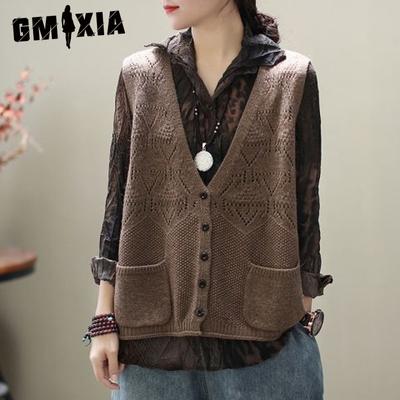 Gilet tricoté pour femme, pull, gilet sans manches, printemps et automne