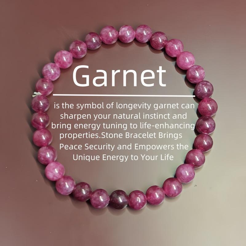 

8mm Natural Stone Bracelet with Garnet Beads. Suitable for gifts, parties, and unisex.