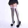 Clown Asymmetrical Striped Printed Over Knee Long Sock Halloween Thigh Highs Stockings Cosplay Costume Tights for Women