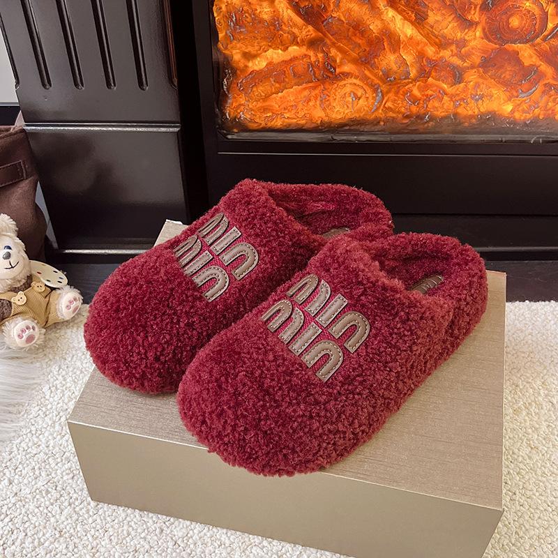 One pedal of fluffy shoes for women to wear 2025 new Korean version of gentle fairy wind Doudou shoes for women winter velvet cotton shoes