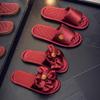 Auspicious Red Wedding Slippers Set for Bride & Groom - Spring/Summer Collection