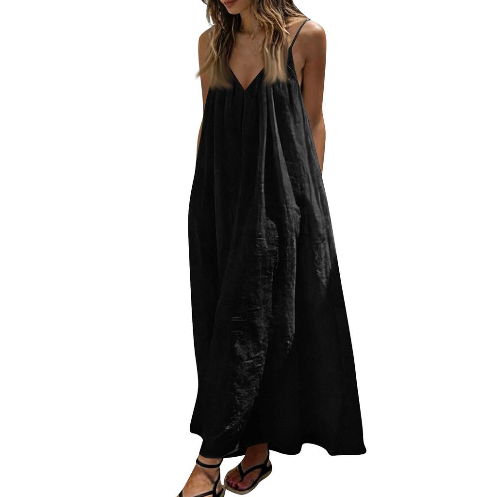 Women's Backless Strapless Dresses, Backless Loungewear Dress, Sleeveless, House Dress, Long Dress With Back Bow