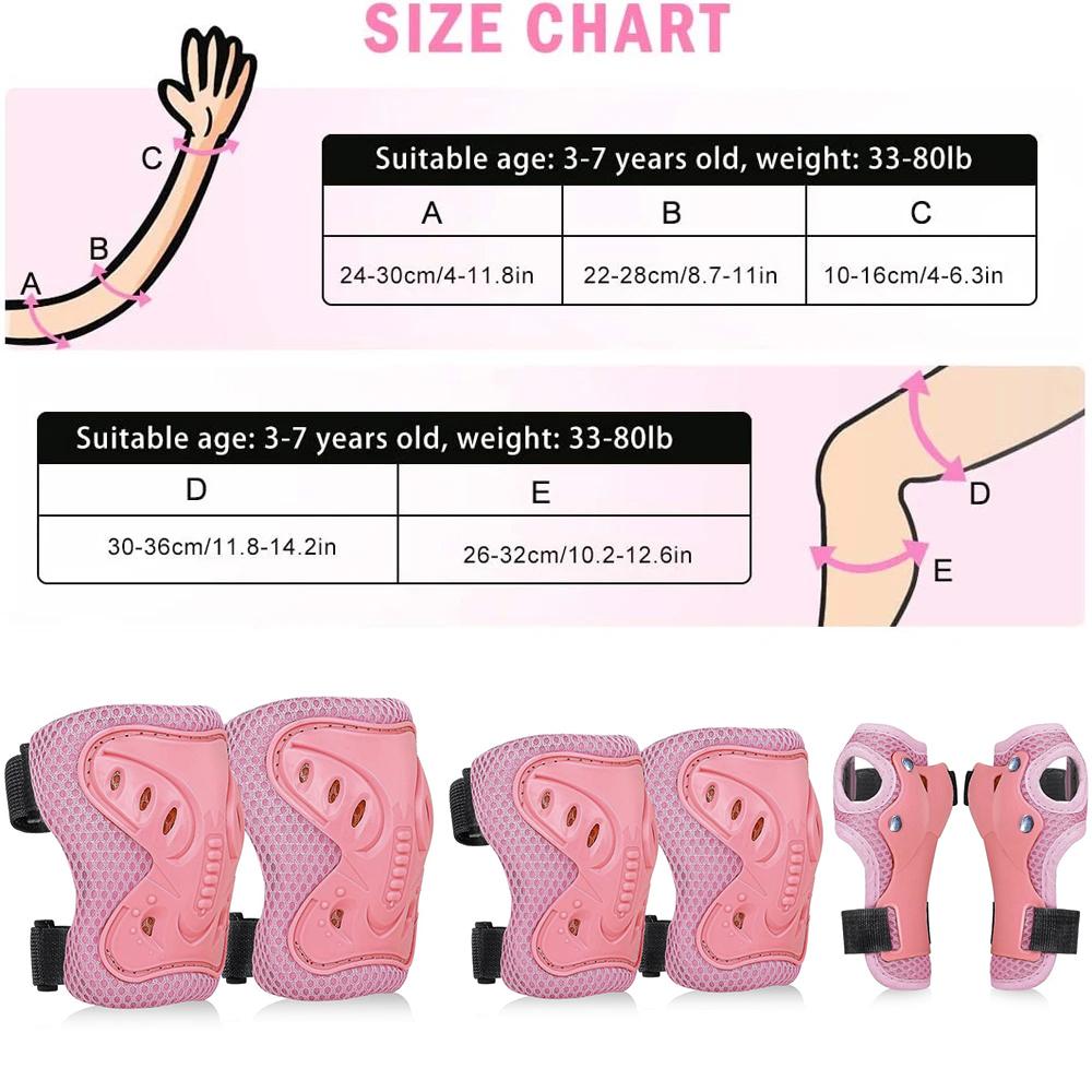 1/6 In 1 Knee Elbow Pads Set With Wrist Guard For Skateboard Ski Cycling BMX Biking Running Sports Protection