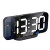 LED Mirror Electronic Clock Adjustable Brightness 6.7 Inch HD Digital Alarm Clock for Bedroom Living Room Office Black