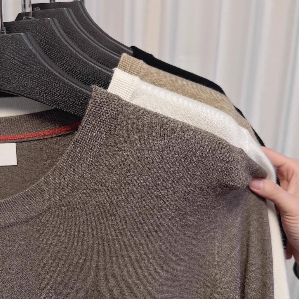 Men's Trendy Solid Color V-Neck Wool Sweater for Autumn/Winter - Base Layer Casual Knit Pullover