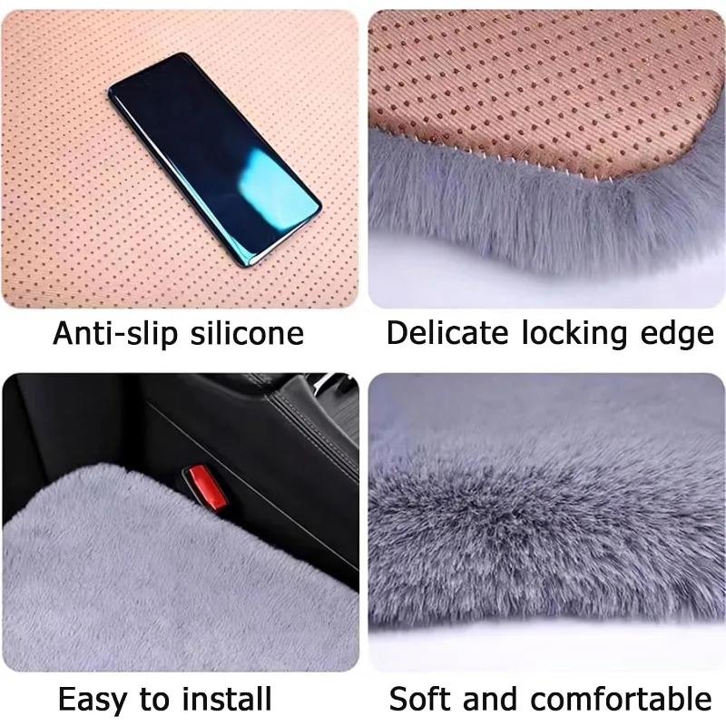 Winter Warm Car Seat Covers 3 Piece Cushion Set Bubble Velvet Soft Synthetic Wool Automobile Seats Cozy Driving