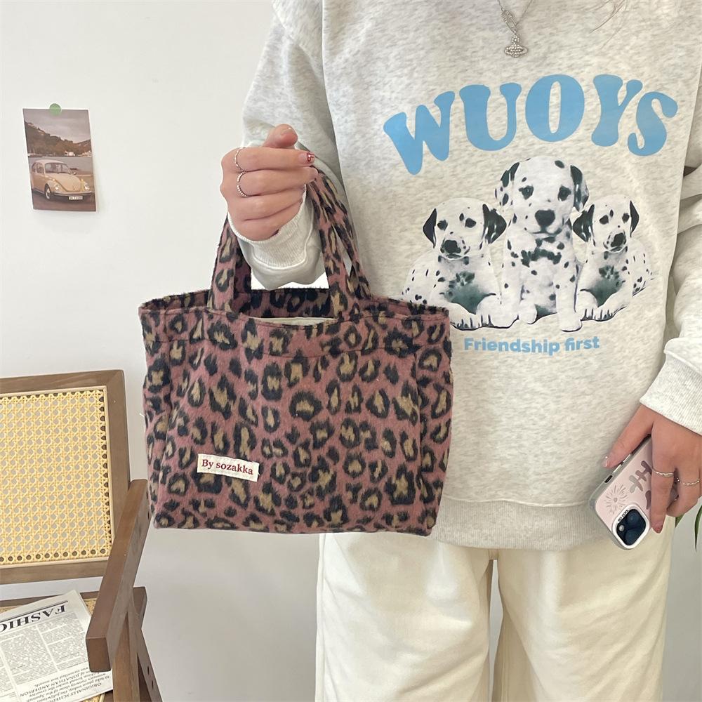 

Simple retro woolen multi-color handbag bag women s plaid autumn and winter women s bag