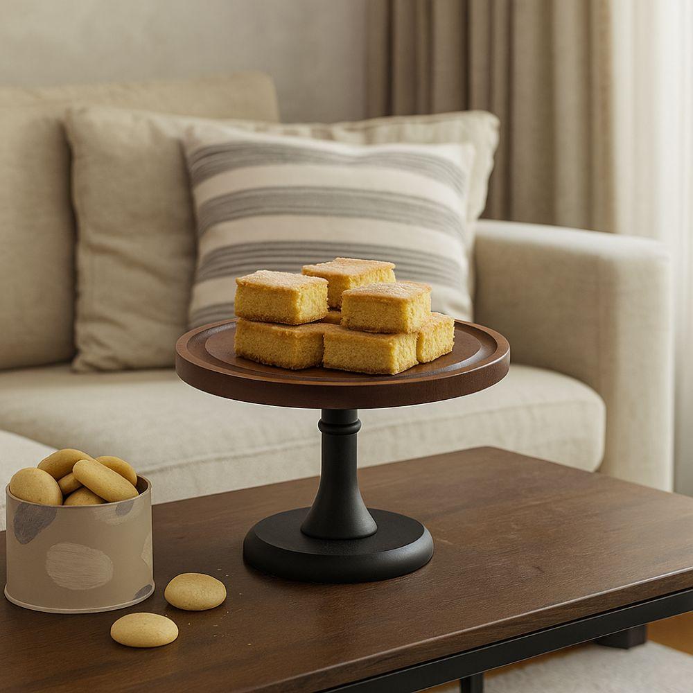 Circular Shape Wooden Cake Stand High Base Dessert Pastry Display Stand  Home